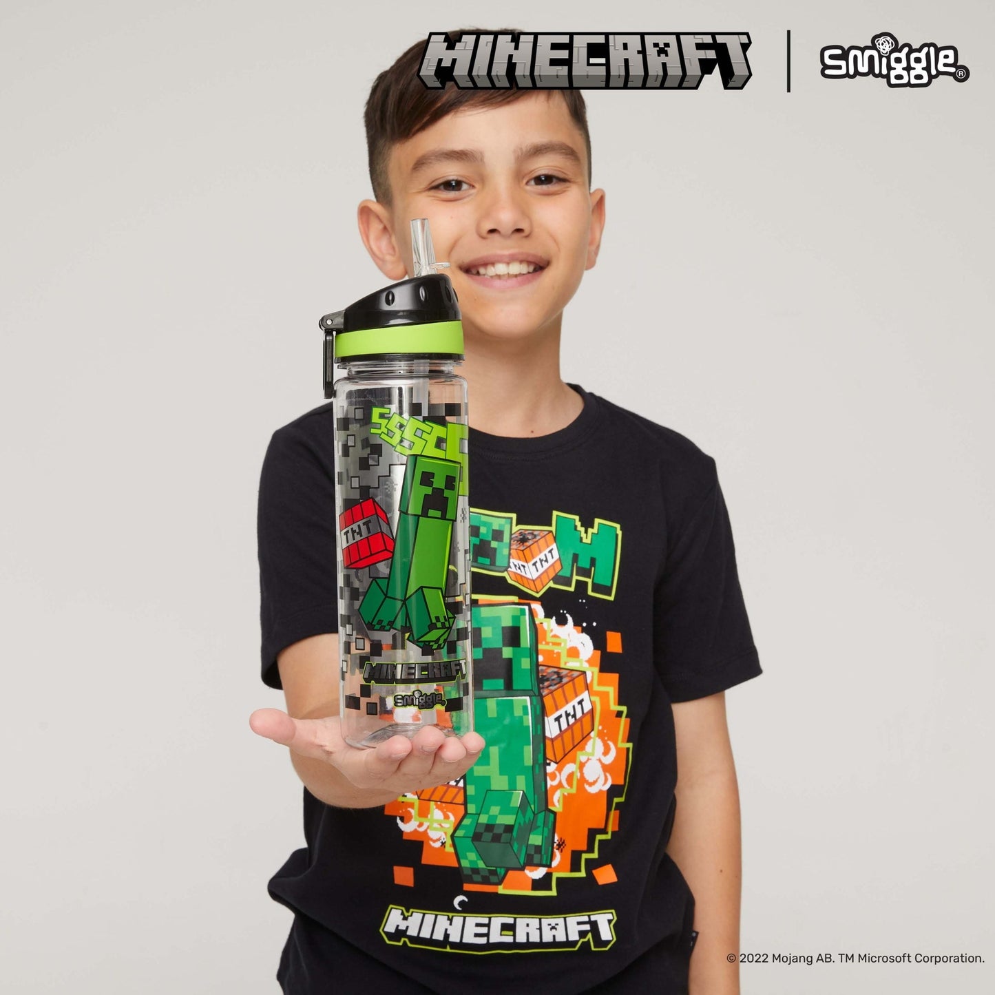 Smiggle - Minecraft 650ML Water Bottle with Straw