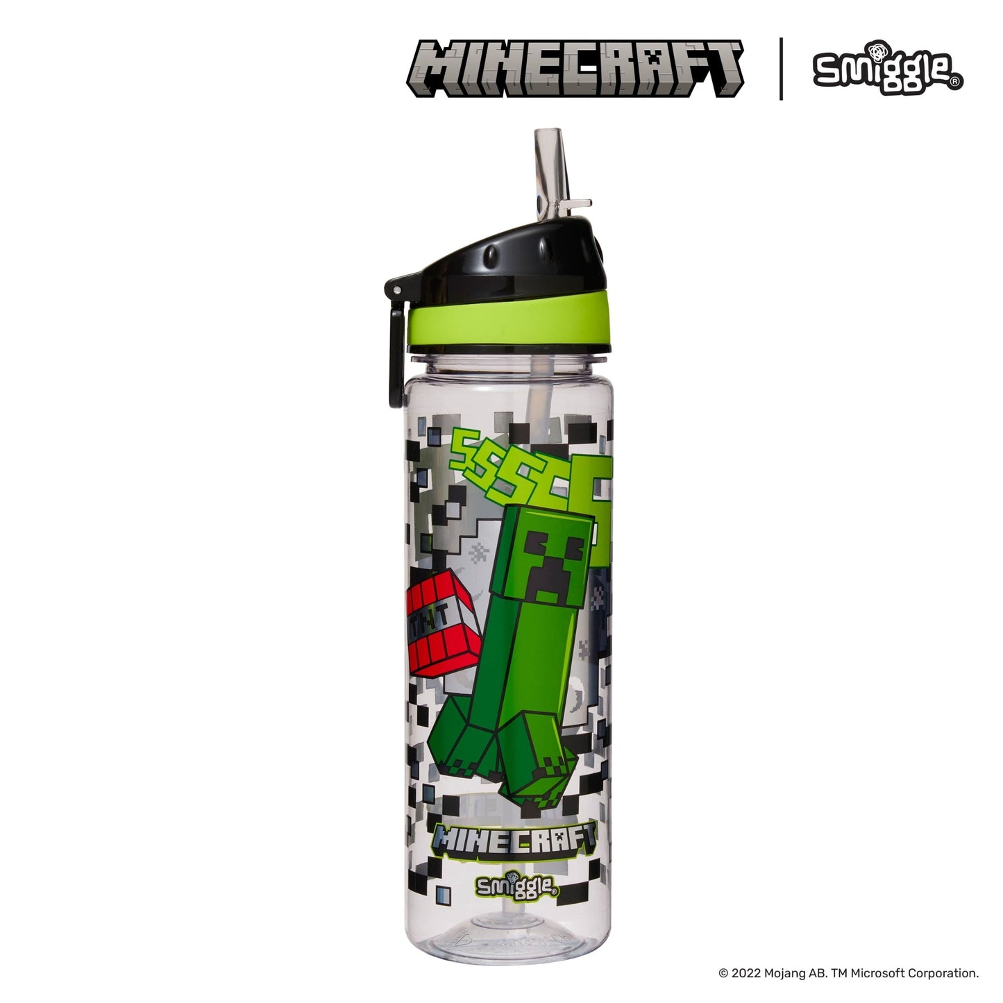 Smiggle - Minecraft 650ML Water Bottle with Straw