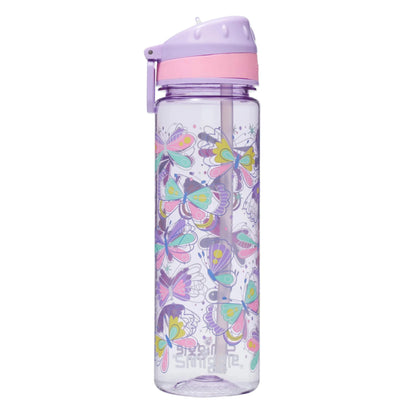 Smiggle - Flutter Butterfly 650ML Water Bottle with Straw