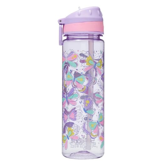 Smiggle - Flutter Butterfly 650ML Water Bottle with Straw