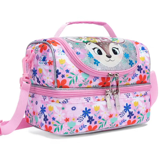 Cartoon Pink Insulated Lunch Bag