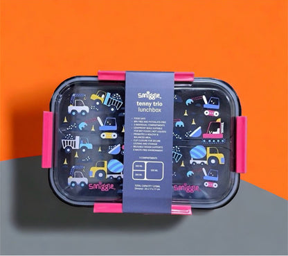 Smiggle - Black Construction Tenny Trio Lunchbox